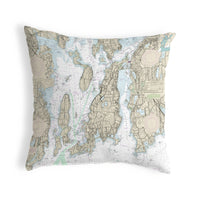 Narragansett Bay, RI Nautical Map Noncorded Indoor/Outdoor Pillow