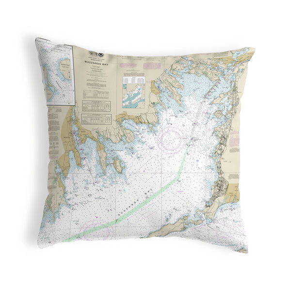 Buzzards Bay, MA Nautical Map Noncorded Indoor/Outdoor Pillow