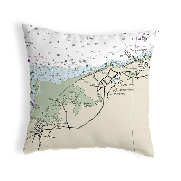 Cape Cod - Dennis, MA Nautical Map Noncorded Indoor/Outdoor Pillow