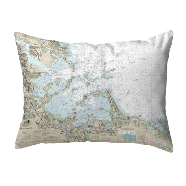 Boston Harbor, MA Nautical Map Noncorded Indoor/Outdoor Pillow
