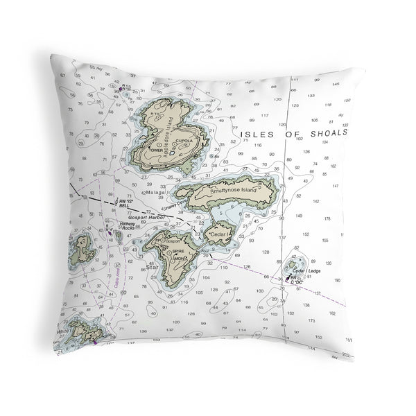 Isle of Shoals, NH Nautical Map Noncorded Indoor/Outdoor Pillow