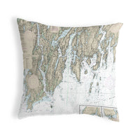 BoothBay, ME Nautical Map Noncorded Indoor/Outdoor Pillow