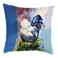 Blue & White Rooster No-Cord Pillow