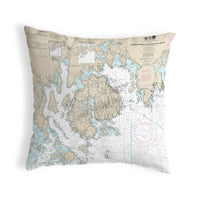 Frenchman and Blue Hill Bays, ME Nautical Map Noncorded Indoor/Outdoor Pillow