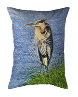 Windy Blue Heron No-Cord Pillow