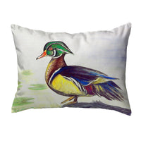 Male Wood Duck Script Pillow