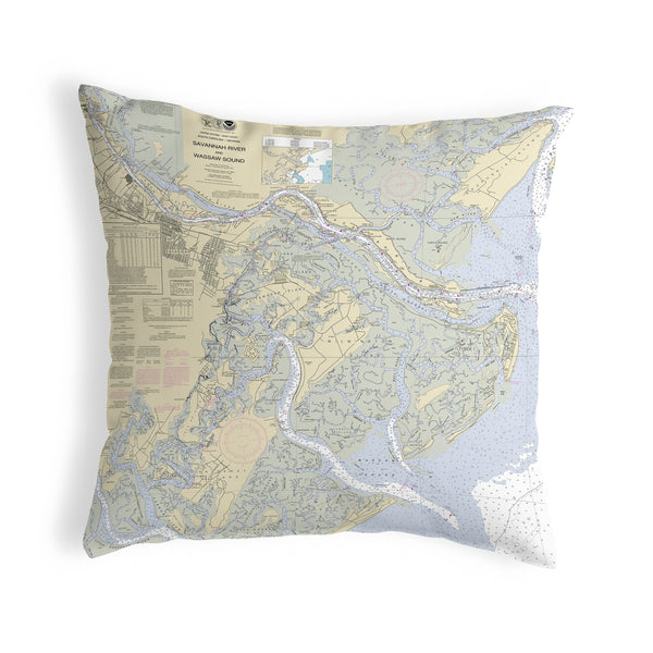 Savannah River and Wassaw Sound, GA Nautical Map Noncorded Indoor/Outdoor Pillow