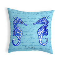 Blue Sea Horses Pillow