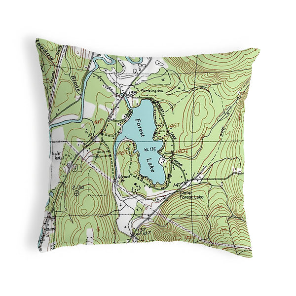 Forest Lake, NH Nautical Map Noncorded Indoor/Outdoor Pillow