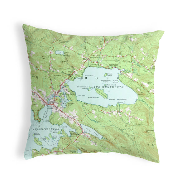 Lake Wentworth, NH Nautical Map Noncorded Indoor/Outdoor Pillow