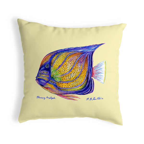 Blue Ring Angelfish Yellow Pillow