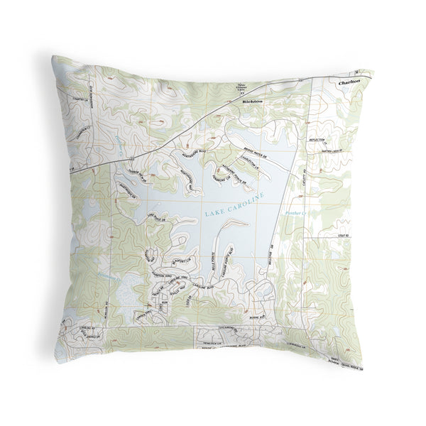 Lake Caroline, MS Nautical Map Noncorded Indoor/Outdoor Pillow