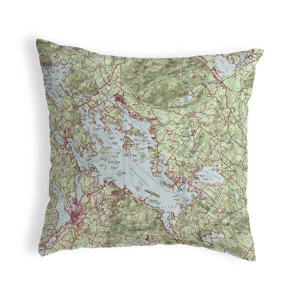 Lake Winnipesaukee, NH Nautical Map Noncorded Indoor/Outdoor Pillow