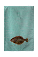 Flounder on Teal Kitchen Towel
