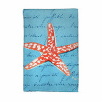 Coral Starfish Blue Script Kitchen Towel