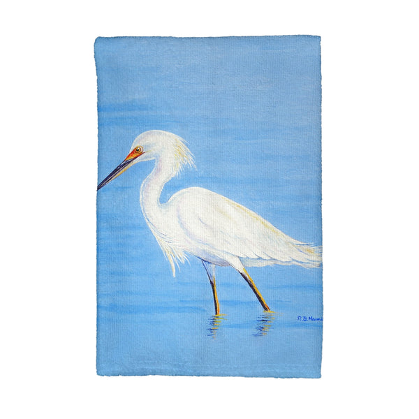 Stalking Snowy Egret Kitchen Towel