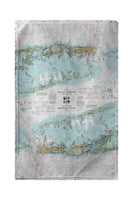 Sugarloaf Key to Key West, FL Nautical Map Kitchen Towel