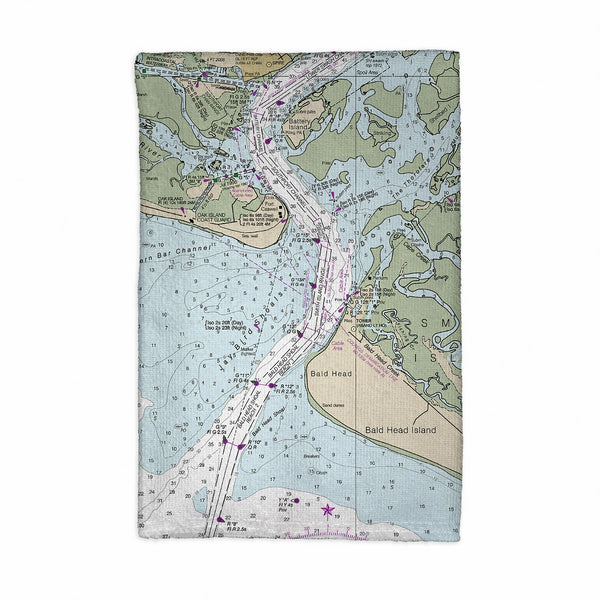 Cape Fear, NC Nautical Map Kitchen Towel