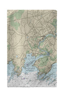 Branford Harbor, CT Nautical Map Kitchen Towel