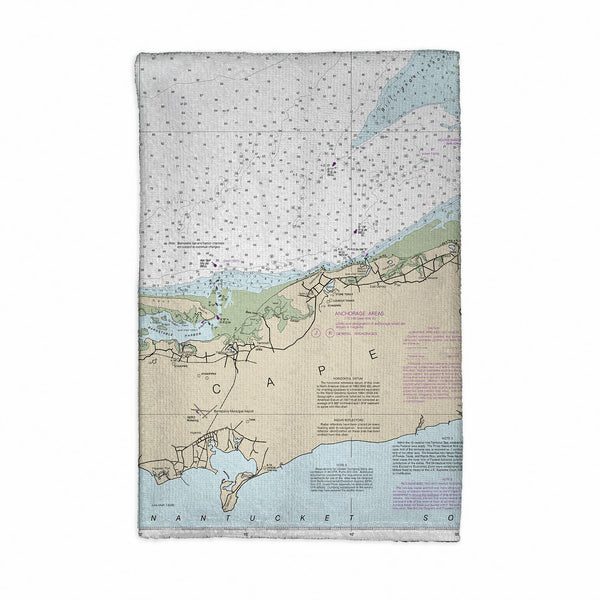 Cape Cod Bay, MA Nautical Map Kitchen Towel