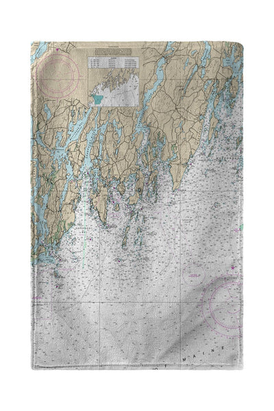 Southport - Pemaquid, ME Nautical Map Kitchen Towel