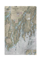 BoothBay, ME Nautical Map Kitchen Towel