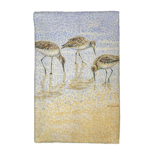 Willet Sandpipers Feeding Kitchen Towel