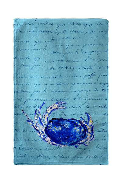 Blue Script Crab Kitchen Towel