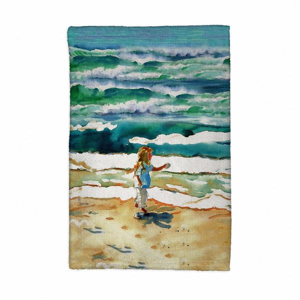 Girl at the Beach Kitchen Towel