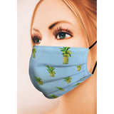 Tiled Pineapple Blue Face Mask Set of Two