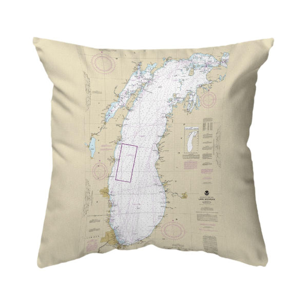 Lake Michigan, MI Nautical Map Noncorded Pillow