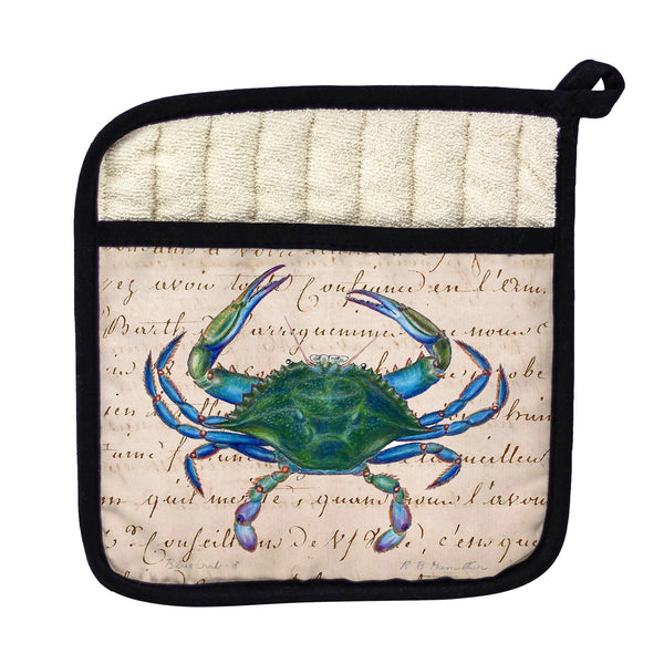 Male Blue Crab Beige Pot Holder