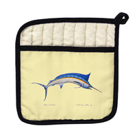 Blue Marlin Yellow Pot Holder