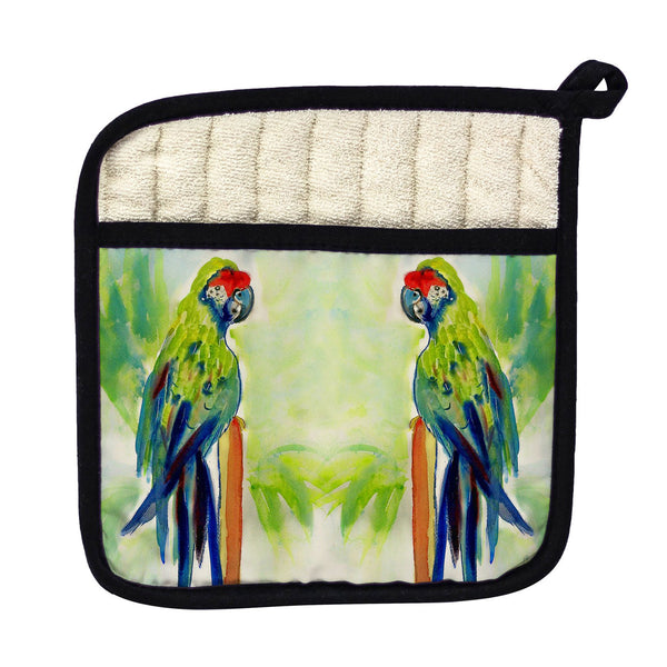 Green Parrot Pot Holder