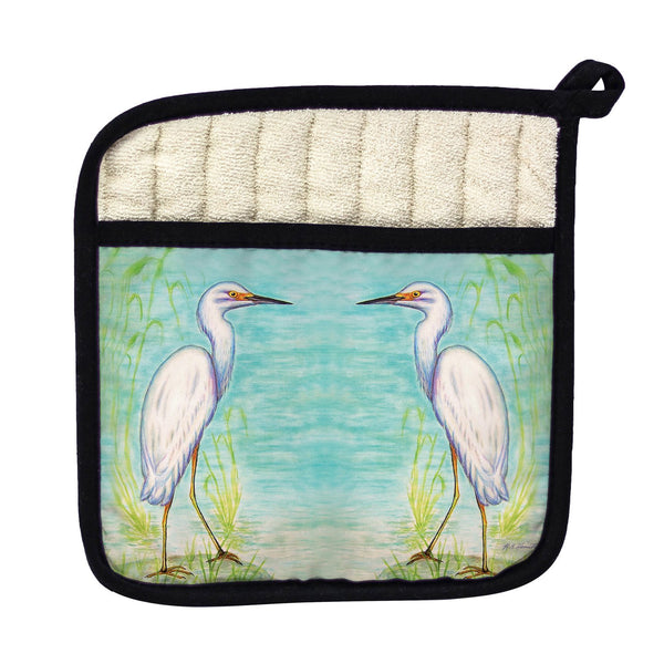 Snowy Egret Pot Holder