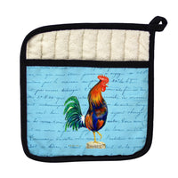 Blue Rooster Blue Script - Pot Holder