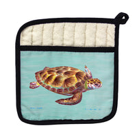 Green Sea Turtle - Teal Pot Holder