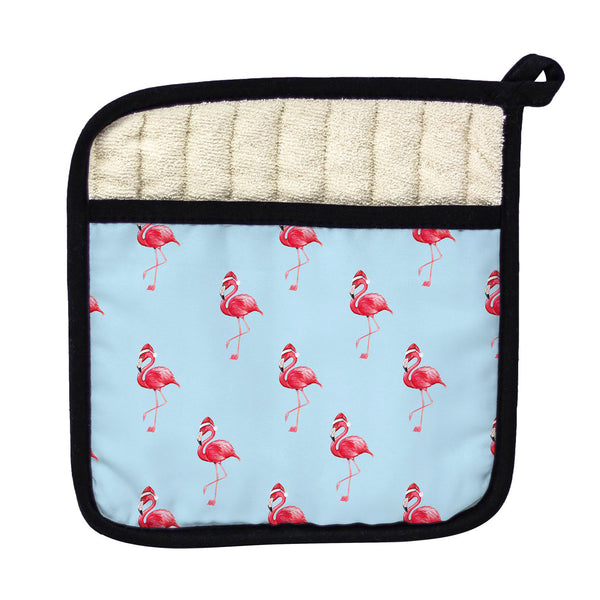 Tiled Flamingo Santa Pot Holder