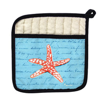 Coral Starfish Blue Pot Holder