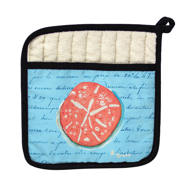 Coral Sand Dollar Blue Pot Holder