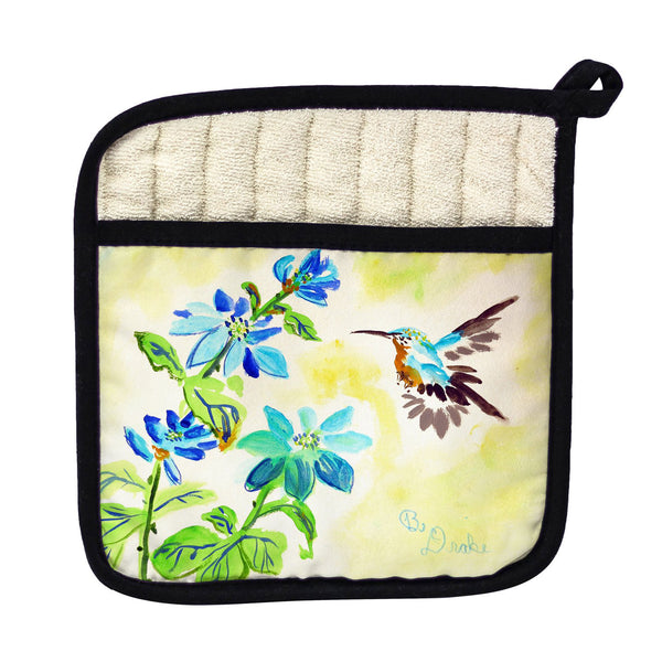 Aqua Hummingbird Pot Holder