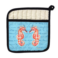 Coral Sea Horses Blue Pot Holder