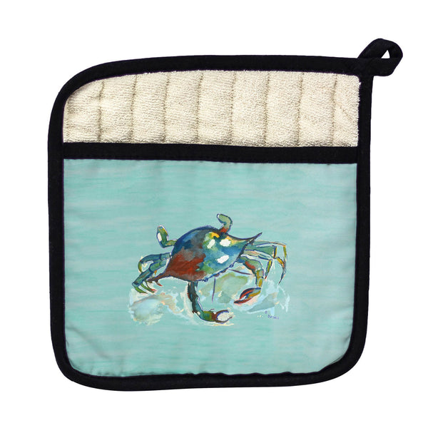 Betsy's Crab on Aqua Pot Holder