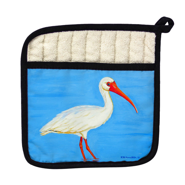 Posing White Ibis Pot Holder