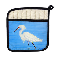 Stalking Snowy Egret Pot Holder