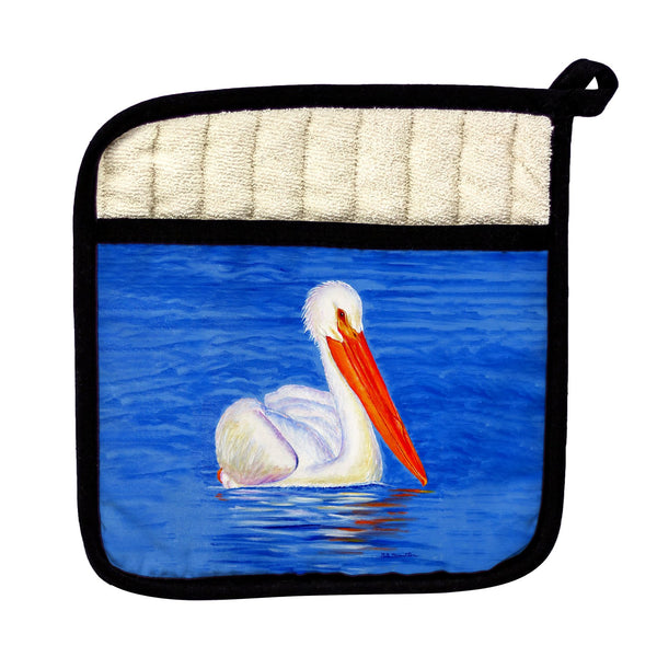 White Pelican Portrait Pot Holder