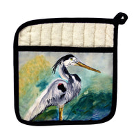 Betsy's Blue Heron Pot Holder