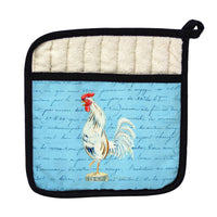 White Rooster Script Pot Holder