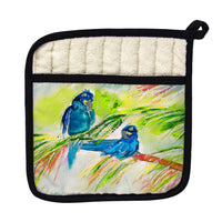 Two Blue Parrots Pot Holder