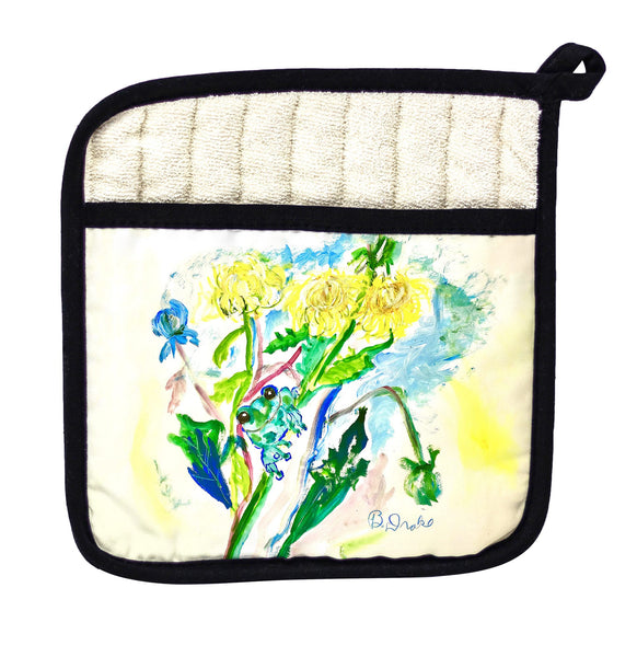 Frog & Flowers Pot Holder
